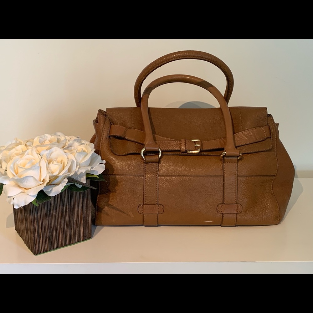 Zara Cognac Leather Satchel